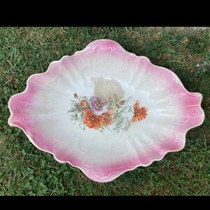 ANTIQUE EAST PALESTINE PORCELAIN PINK PLATTER circa 1880-1900s